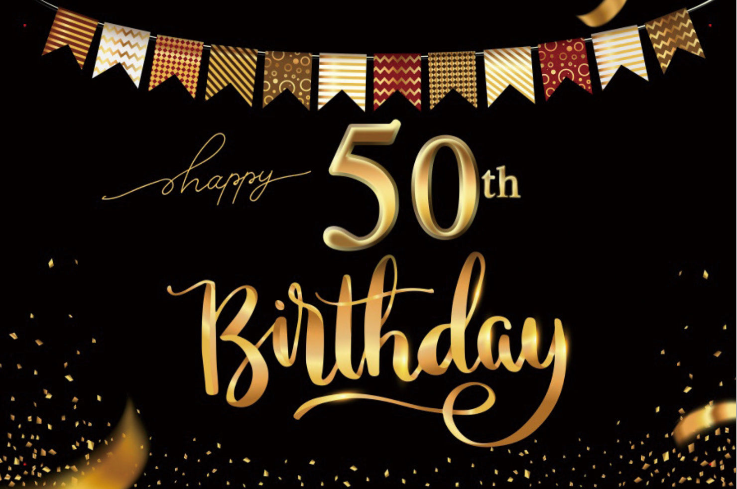 50th Happy Birthday Bunting Canvas Backdrop