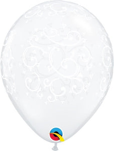 Filigree & Hearts-A-Round Clear Latex Balloon