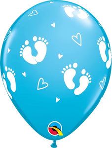 Baby Footprints & Hearts Latex Balloon