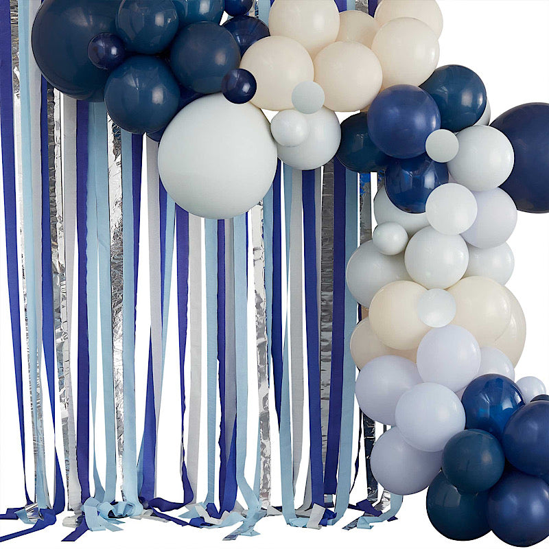Blue - Mix It Up Balloon Backdrop Balloon Arch & Streamers Blue & Cream DIY Balloon Garland