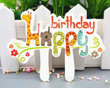 High Quality Paper Cake Topper - Happy Birthday Giraffe