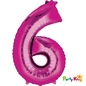 Bright Pink “6” Numeral Foil Balloon 86cm (34”)