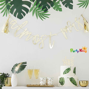 Botanical Hen Party Gold ‘Almost Mrs’ Scripted Bunting
