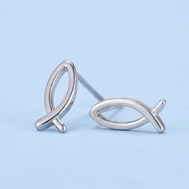 925 Silver Ear Stud Holo Fish