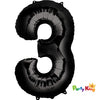 Black “3” Numeral Foil Balloon 86cm (34”)