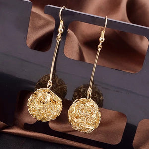 Gold Mess Wire Globe Earring