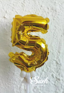 Number 5 Foil Balloon Cake Topper - Gold