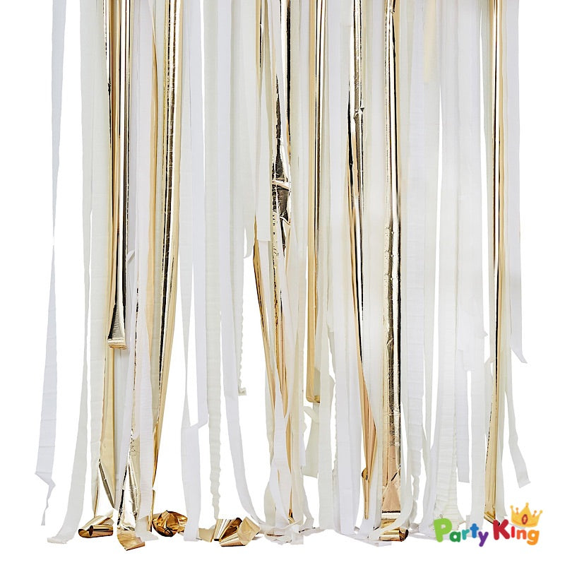 Mix It Up Gold Metallic Streamer Backdrop