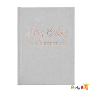Baby In Bloom Guest Book Grey Suede My Baby Journal Foiled