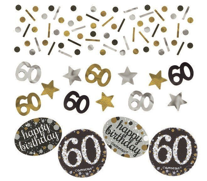 60th Confetti Sparkling Gold