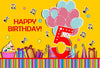 Happy 5th Birthday Balloon Canvas Backdrop