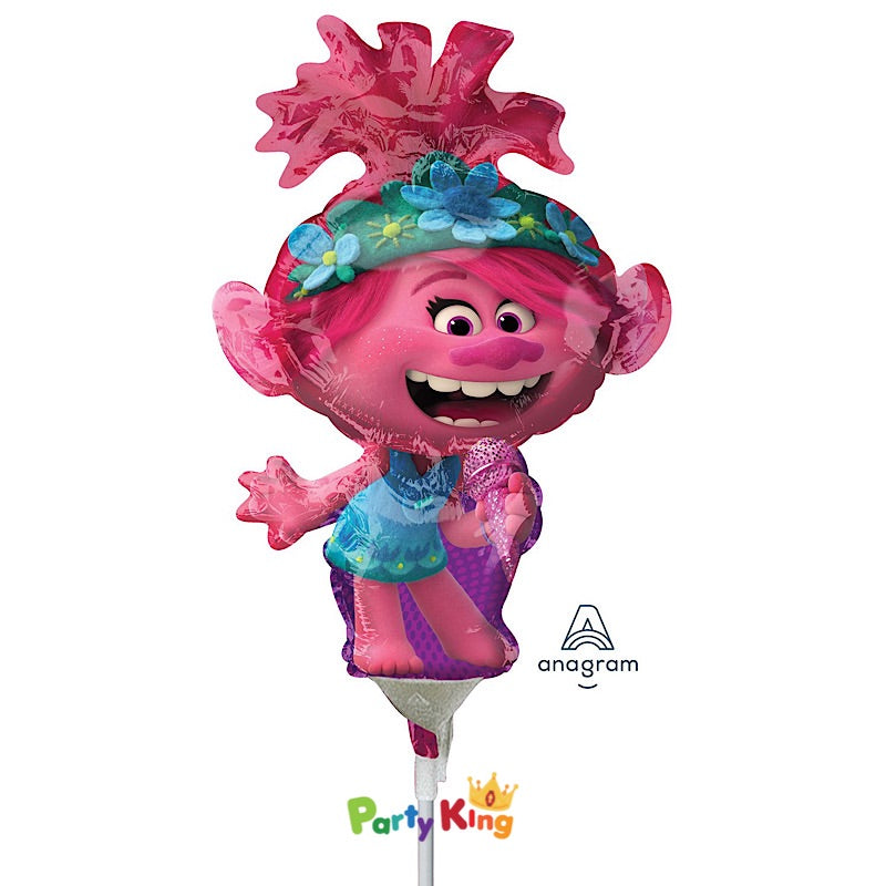 Trolls World Tour Poppy Mini Shape Foil Balloon on Stick
