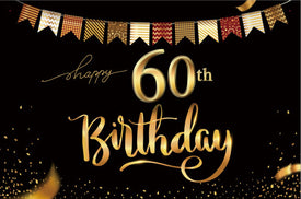 60th Happy Birthday Bunting Canvas Backdrop