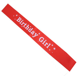 Birthday Girl Sash Red White 