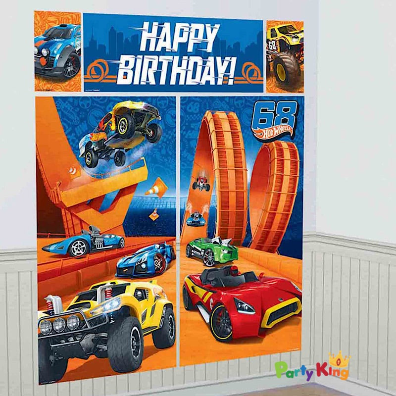 Hot Wheels Wild Racer Scene Setter Wall Decorations Kit