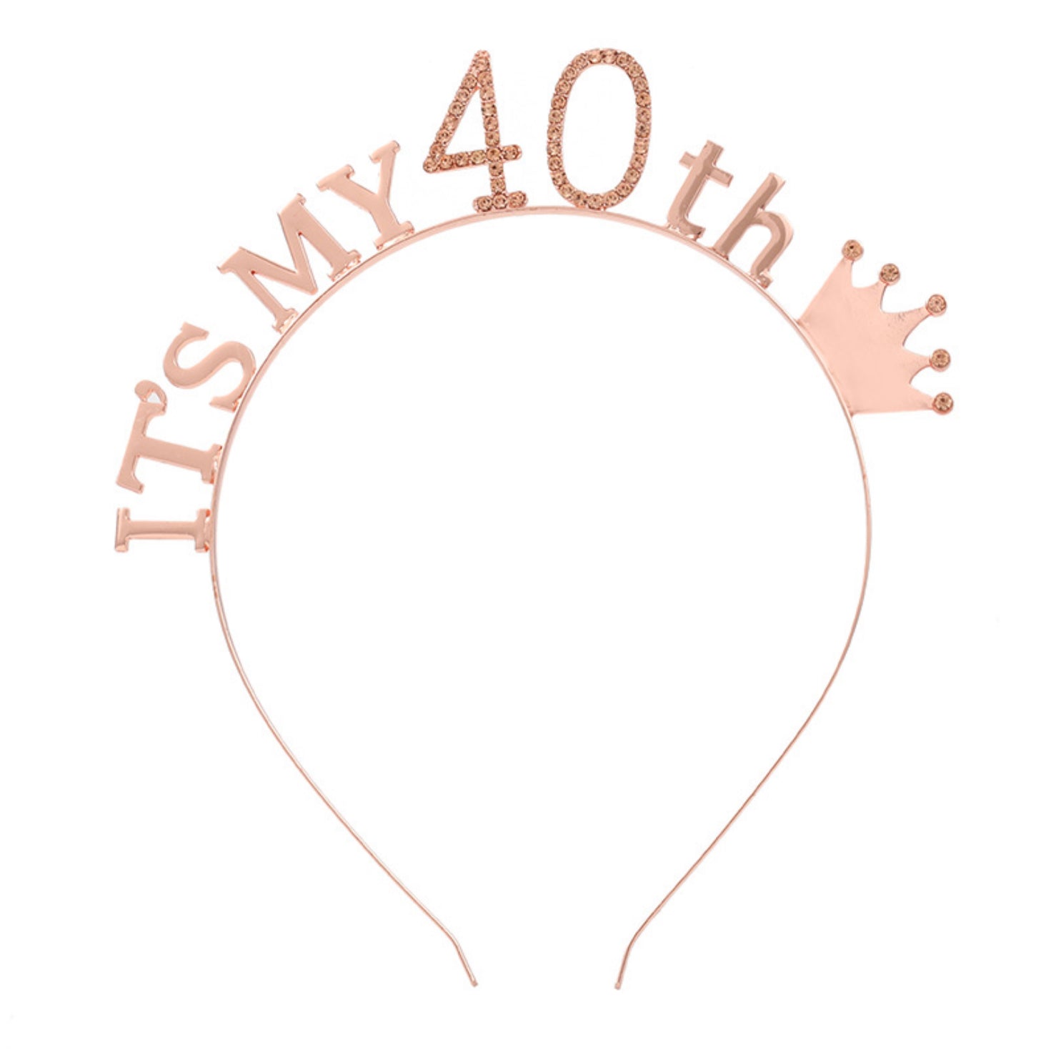 40th Headband Rose Gold With Rhinestone