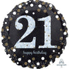21st Foil Balloon Holographic Sparkling Birthday