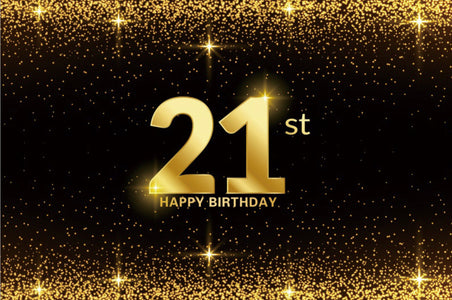 21st Happy Birthday Gold Black Sparkling Canvas Backdrop