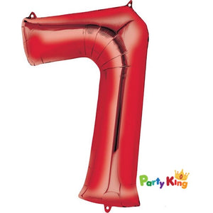 Red “7” Numeral Foil Balloon 86cm (34”)