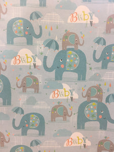 Folded Wrap - Elephants Blue Baby 