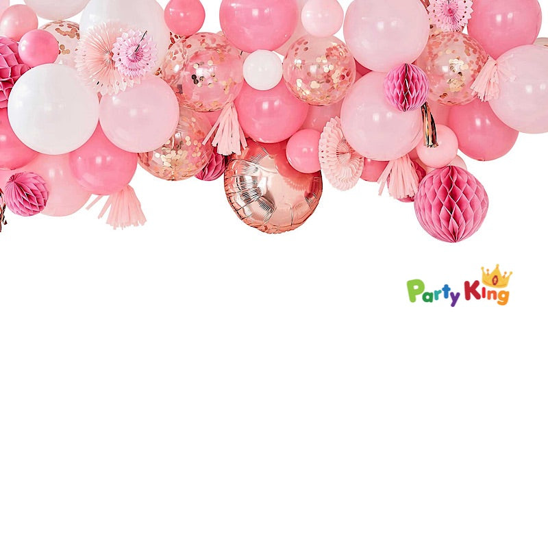 Balloon Garland Blush, Peach Balloon And Fan