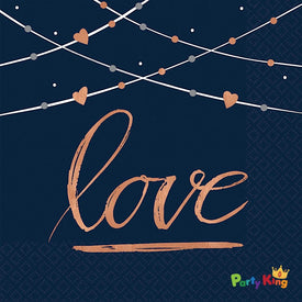 Navy Bride Beverage Napkins Love Hot Stamped