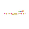 Banner Pennant One Gold & Pink Glittered