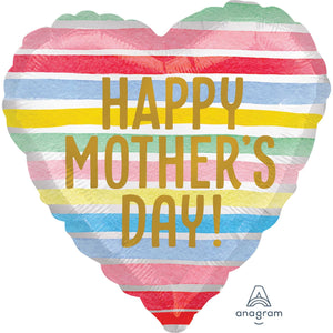 Happy Mother’s Day Satin Infused Stripes Foil Balloon