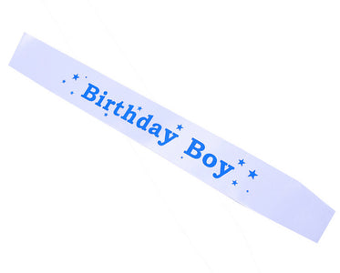 Birthday Boy Sash White Blue 
