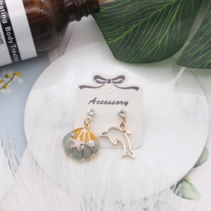 Dolphin and Seashell Earring