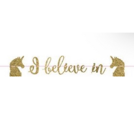 Magical Unicorn Gold Glitter Ribbon Letter Banner