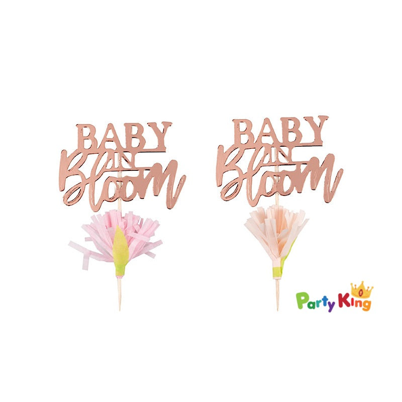 Baby In Bloom Cupcake Toppers Foiled