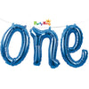 Shape One Blue Foil Balloons Banner Air Fill Only
