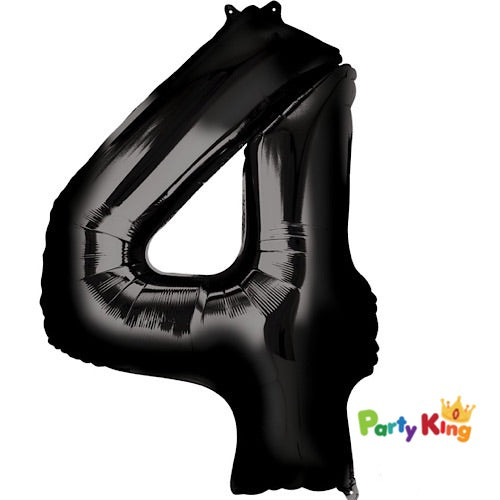 Black “4” Numeral Foil Balloon 86cm (34”)