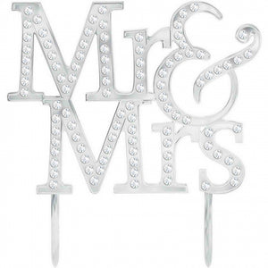 Mr & Mrs Cake Topper Plastic With Gems