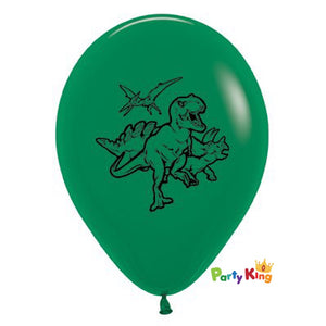Dinosaurs Fashion Forest Green Latex Balloons 6pk