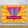 16th Happy Birthday Music Note Canvas Backdrop
