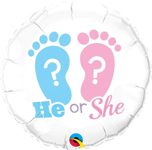 He or She? Footprints Foil Balloon