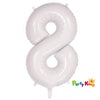 White “8” Numeral Foil Balloon 86cm (34”)