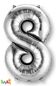Silver "8" Numeral Foil Balloon 86cm (34")