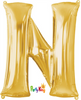 Gold Letter “N” Foil Balloon 16” (35cm)
