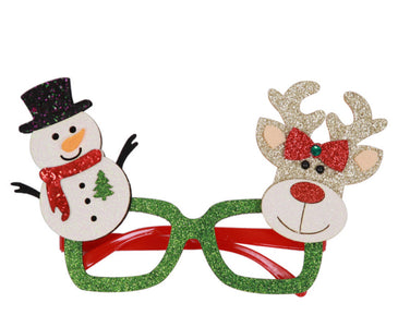 Christmas Glasses With Snowman and Reindeer