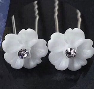 Bridal White Flower Hairpins