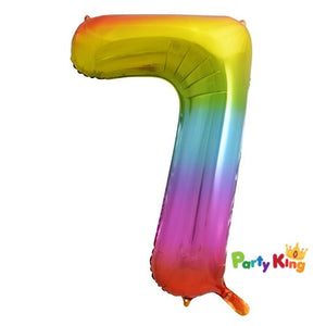 Bright Rainbow “7” Numeral Foil Balloon