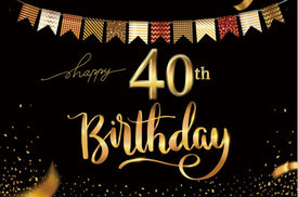 40th Happy Birthday Bunting Canvas Backdrop