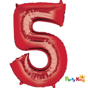 Red “5” Numeral Foil Balloon 86cm (34”)