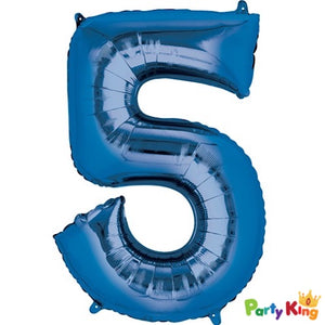 Bright Blue “5” Numeral Foil Balloon 86cm (34”)