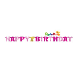 1st Birthday Girl Happy Birthday Jointed Letter Banner Foil