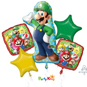 Super Mario Brothers Luigi Foil Balloon Bouquet