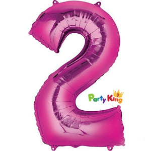 Bright Pink “2” Numeral Foil Balloon 86cm (34”)